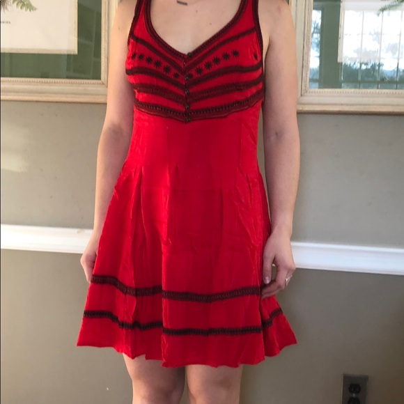 Embroidered Red Free People Dress - Picture 6 of 7